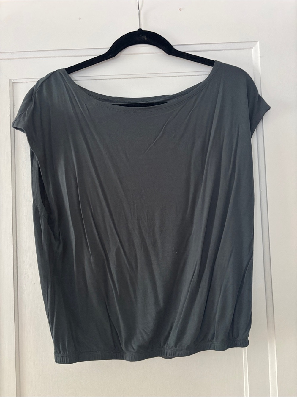 Women's Short Sleeve Draped Tee - Charcoal Gray
